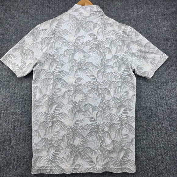 TravisMathew Mens Palm Leaf Print Performance Polo Shirt White Grey Size M - Picture 4 of 6